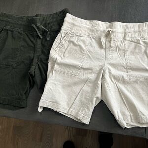 Denver Hayes Green Cargo Oatmeal Linen Womens Large Drawstring Short Bundle